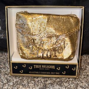 True Religion Gold Sequin Chain Belt Bag